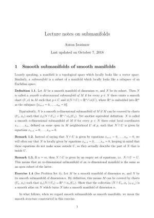 Lecture Notes on Submanifolds