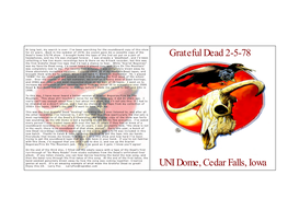 UNI Dome, Cedar Falls, Iowa Grateful Dead 2-5-78