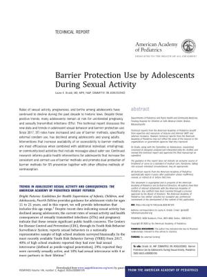 Barrier Protection Use by Adolescents During Sexual Activity Laura K