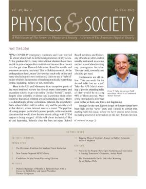 Physics & Society Newsletter, Vol 49, No. 4