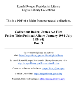 Baker, James A.: Files Folder Title: Political Affairs January 1984-July 1984 (4) Box: 9