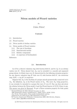 Néron Models of Picard Varieties