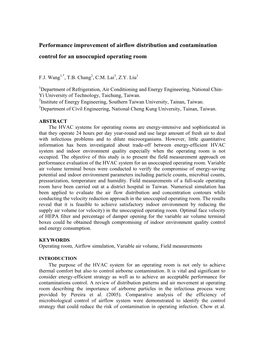 Performance Improvement of Airflow Distribution and Contamination Control for an Unoccupied Operating Room