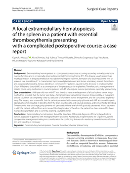 A Focal Extramedullary Hematopoiesis of the Spleen in a Patient With