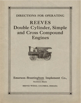 REEVES Double Cylinder, Simple and Cross Compound Engines