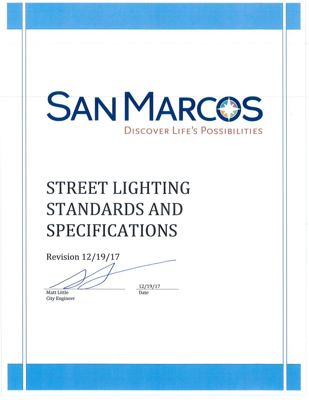 Street Lighting Standards and Specifications City of San Marcos