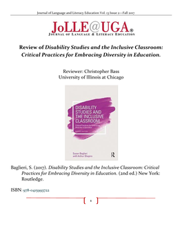 Review of Disability Studies and the Inclusive Classroom: Critical Practices for Embracing Diversity in Education