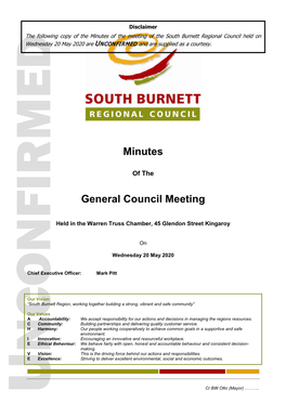 South Burnett Regional Council Adopts the Draft Disposal of Assets Policy As Outlined in the 7
