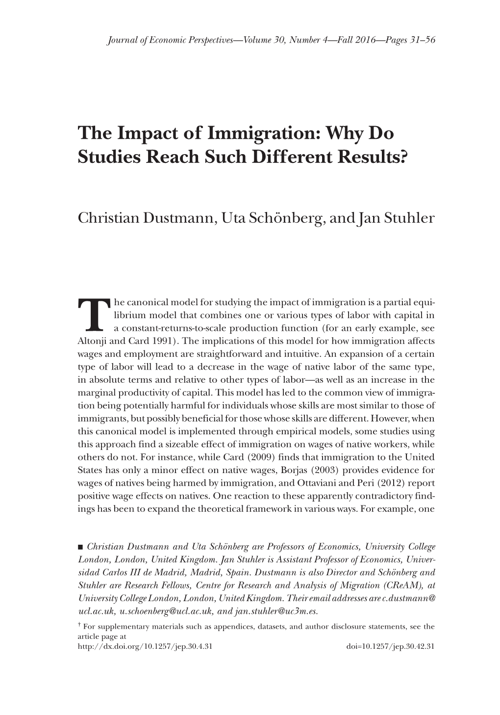 The Impact of Immigration: Why Do Studies Reach Such Different Results?
