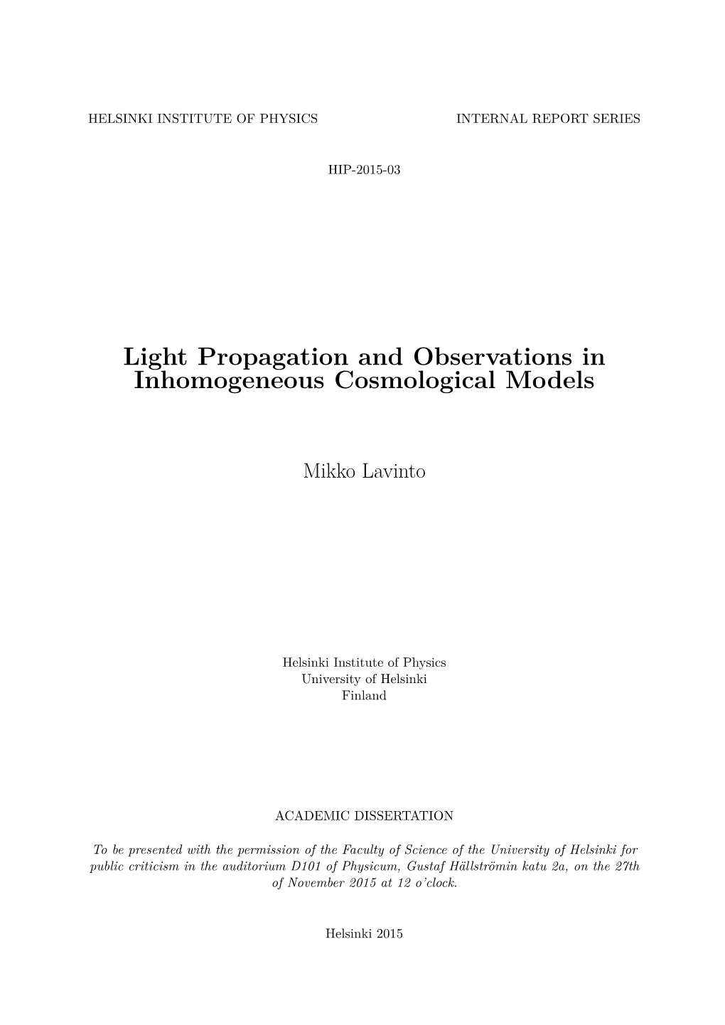 Light Propagation and Observations in Inhomogeneous Cosmological Models