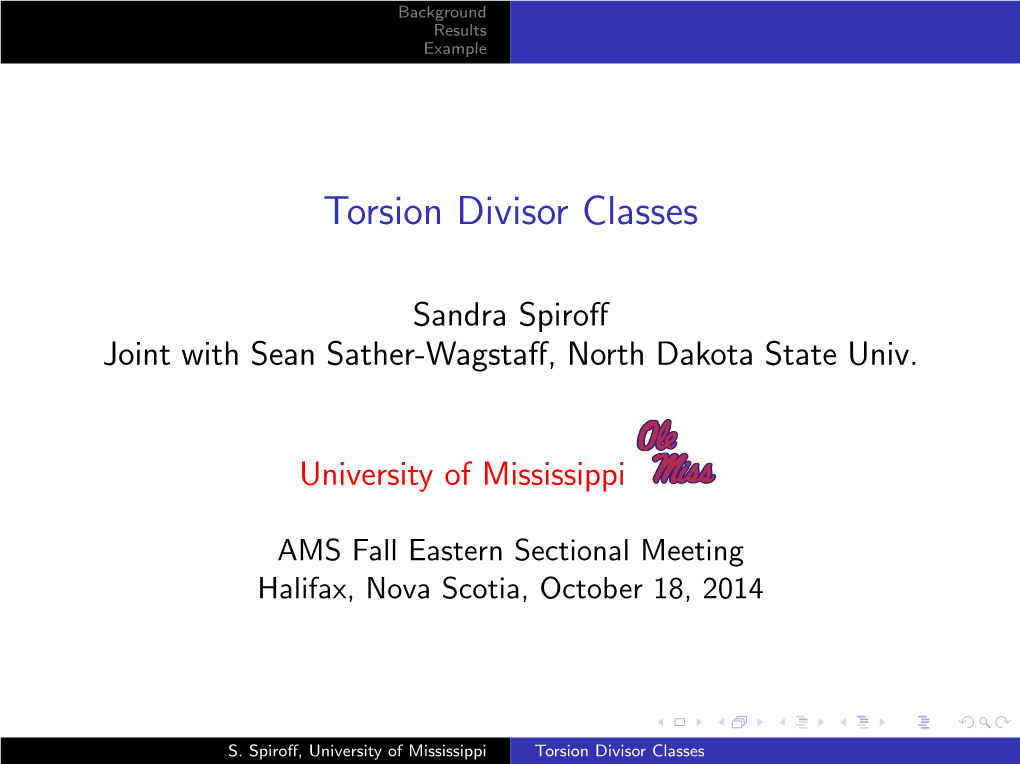 Torsion Divisor Classes