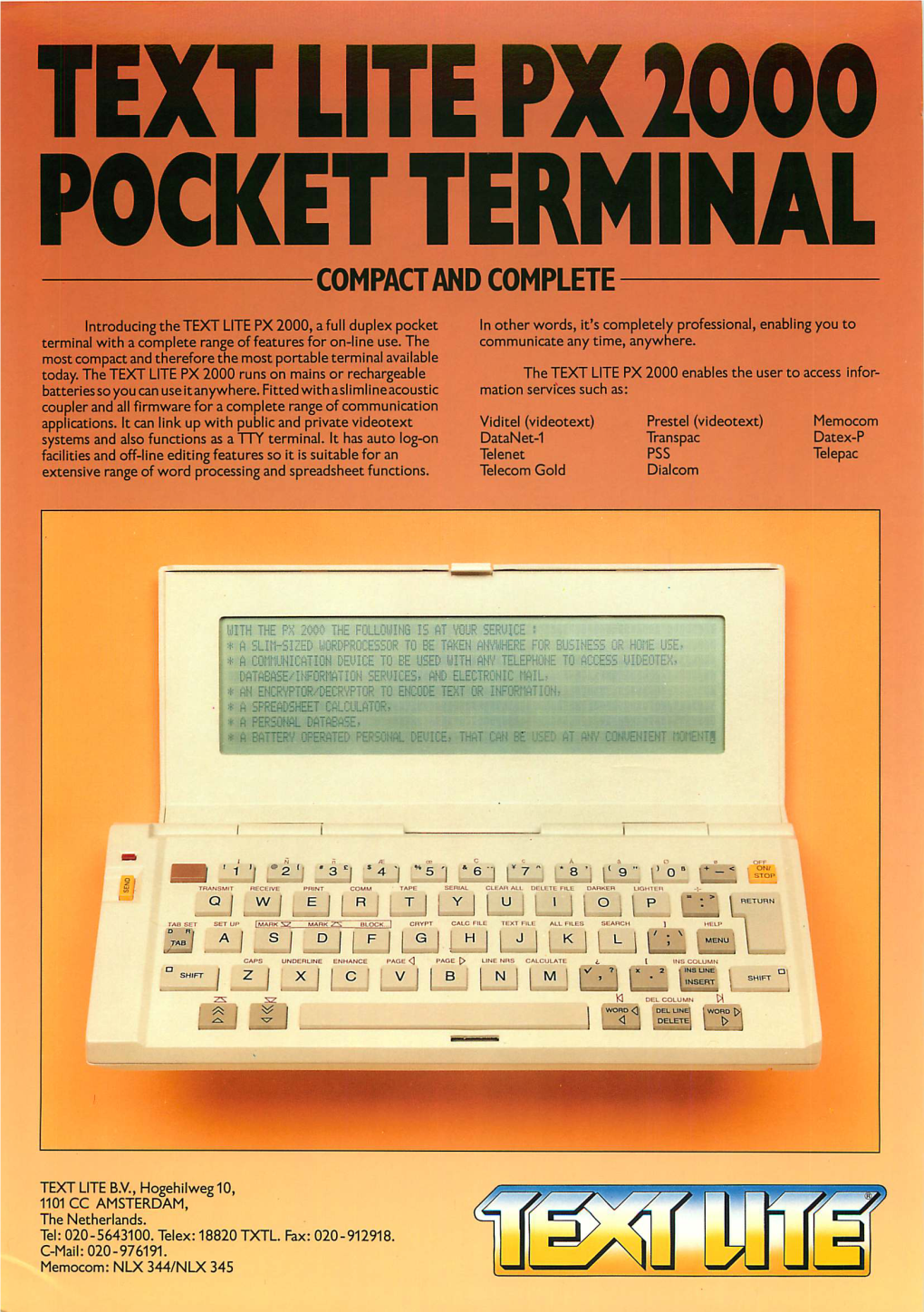 Text Lite BV, Text Lite PX 2000 Pocket Terminal