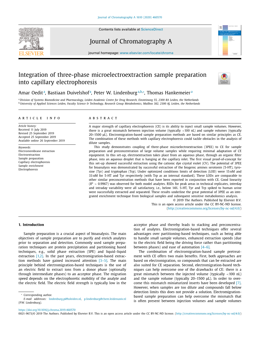 Integration of Three-Phase Microelectroextraction Sample Preparation Into Capillary Electrophoresis