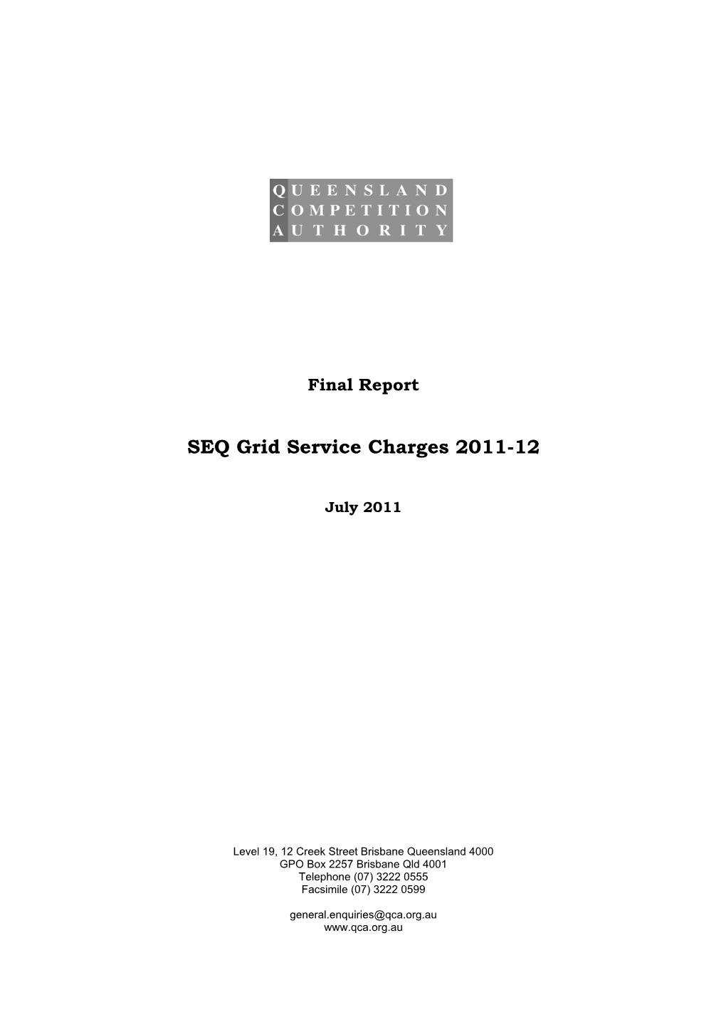 SEQ Grid Service Charges 2011-12