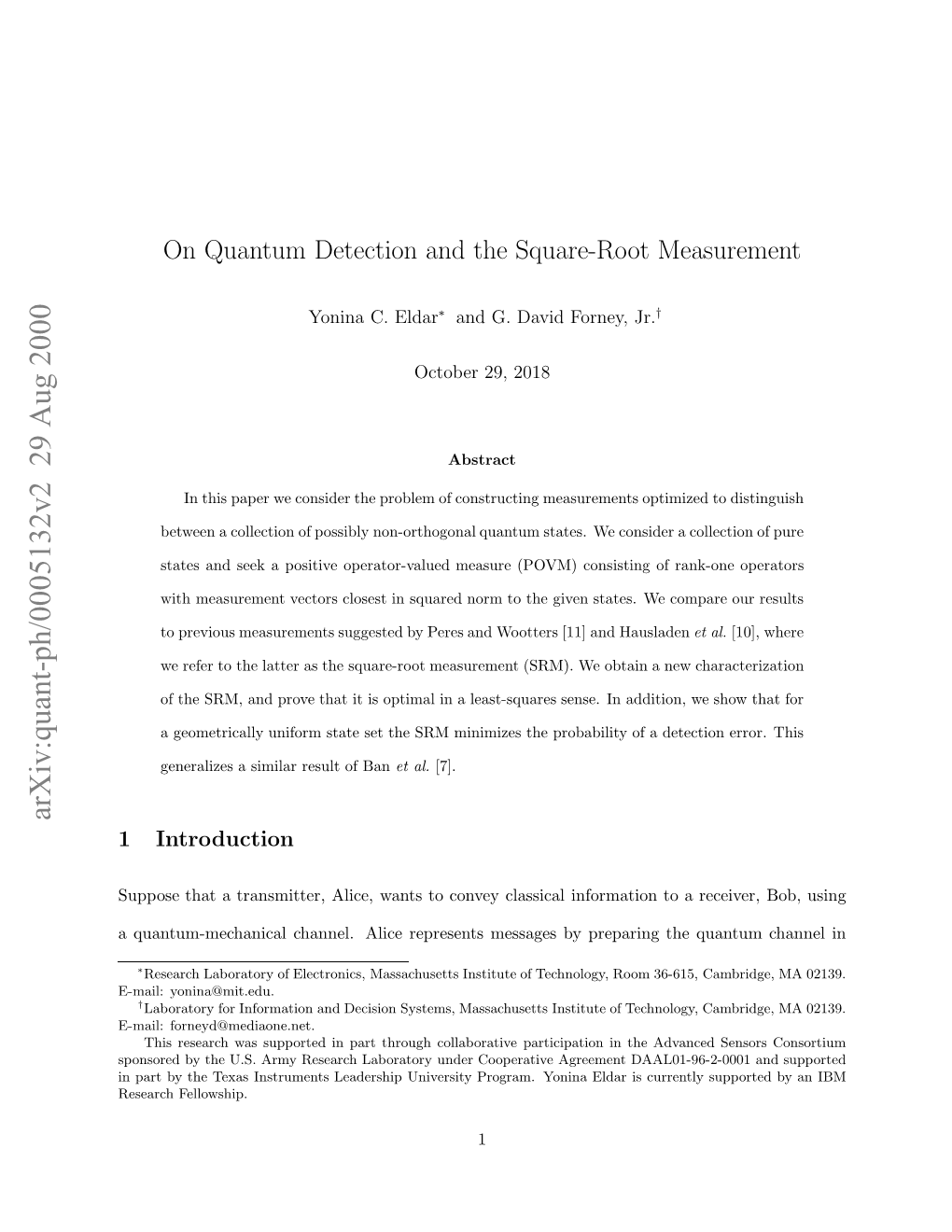 On Quantum Detection and the Square-Root Measurement