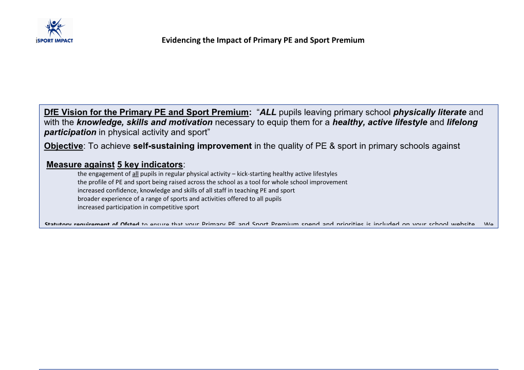 Evidencing the Impact of Primary PE and Sport Premium