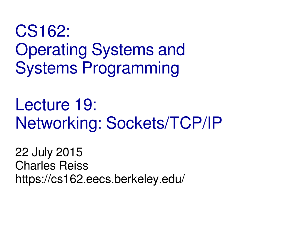 Sockets/TCP/IP