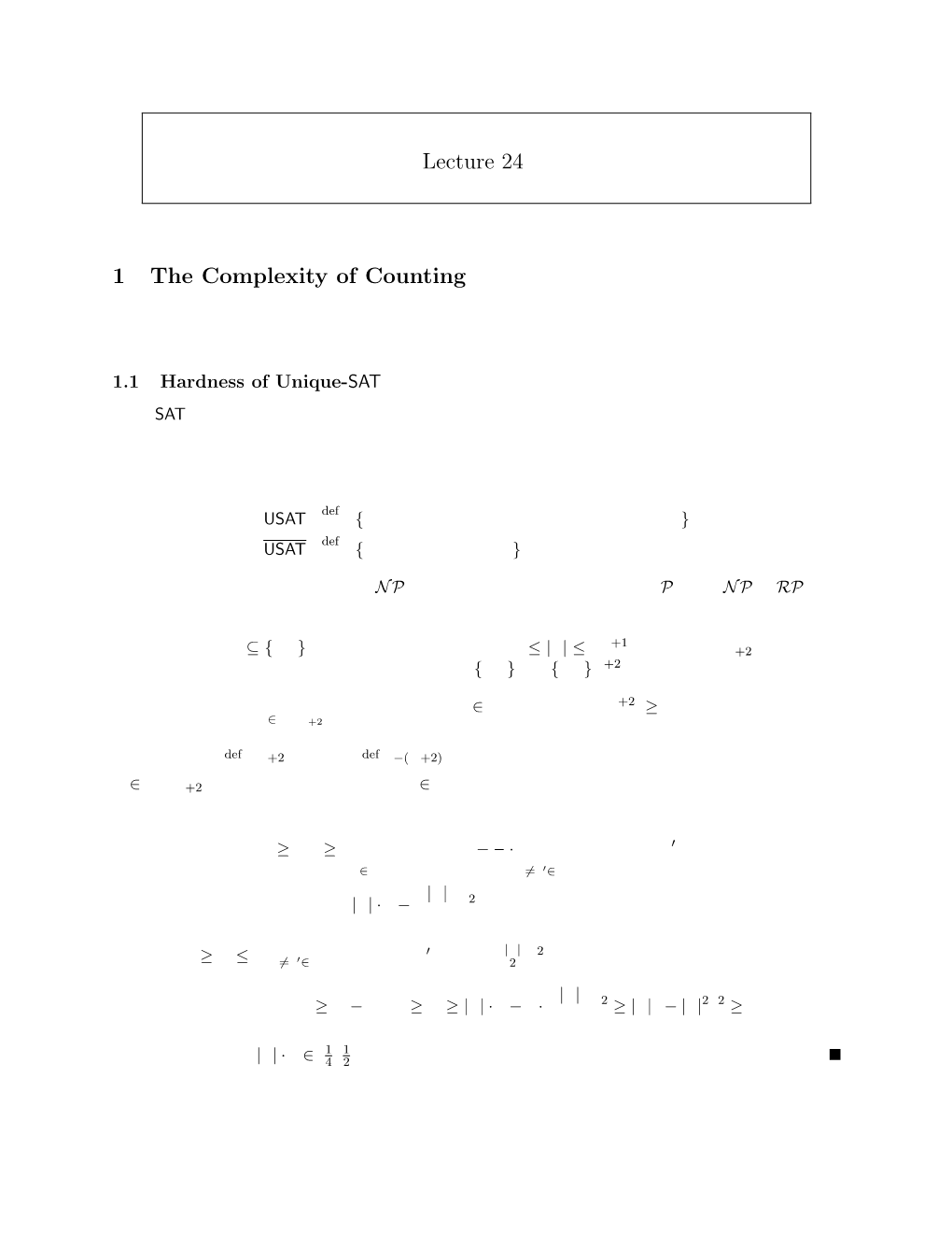 Lecture 24 1 the Complexity of Counting