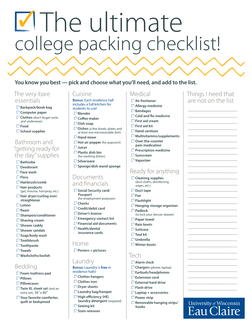 College Packing Checklist!