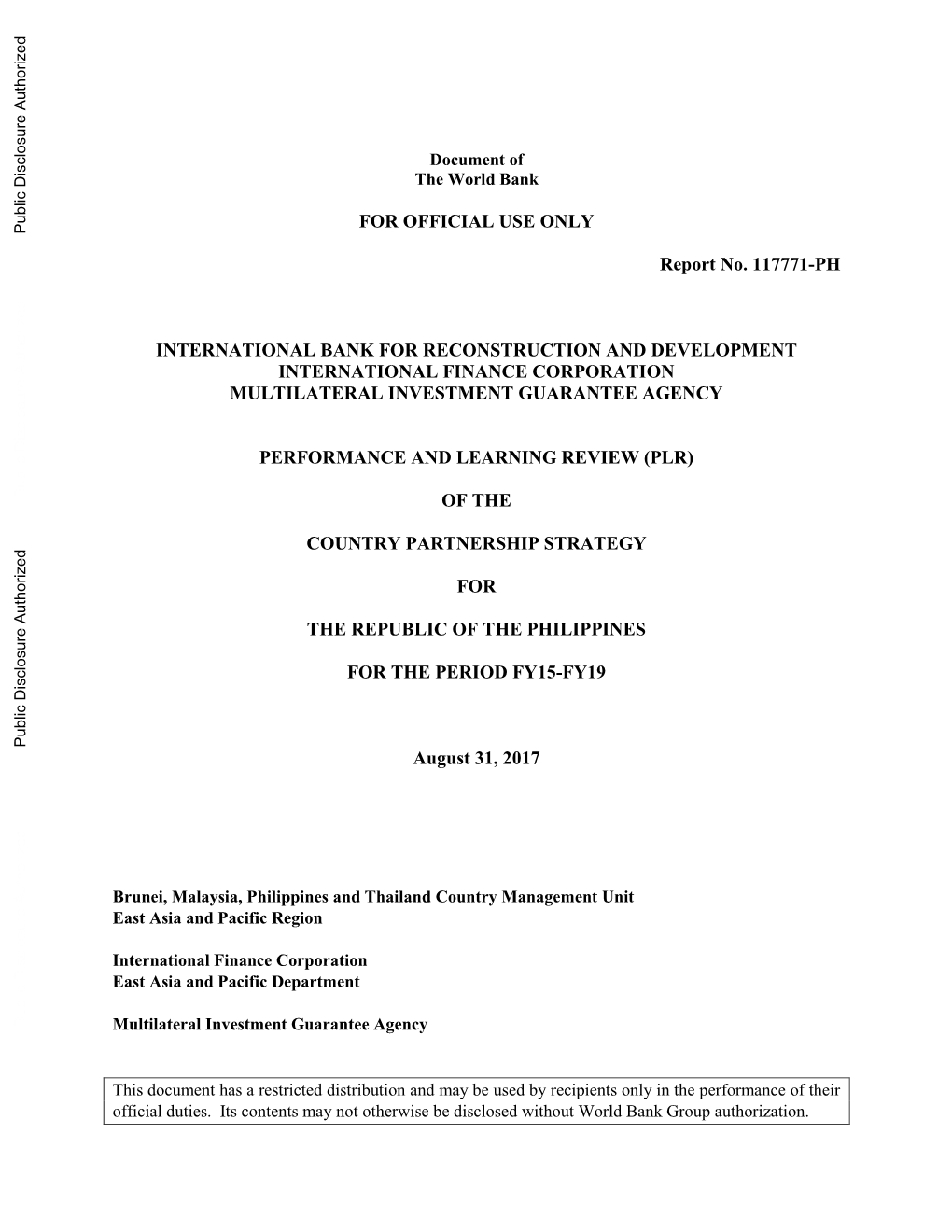 Document of the World Bank