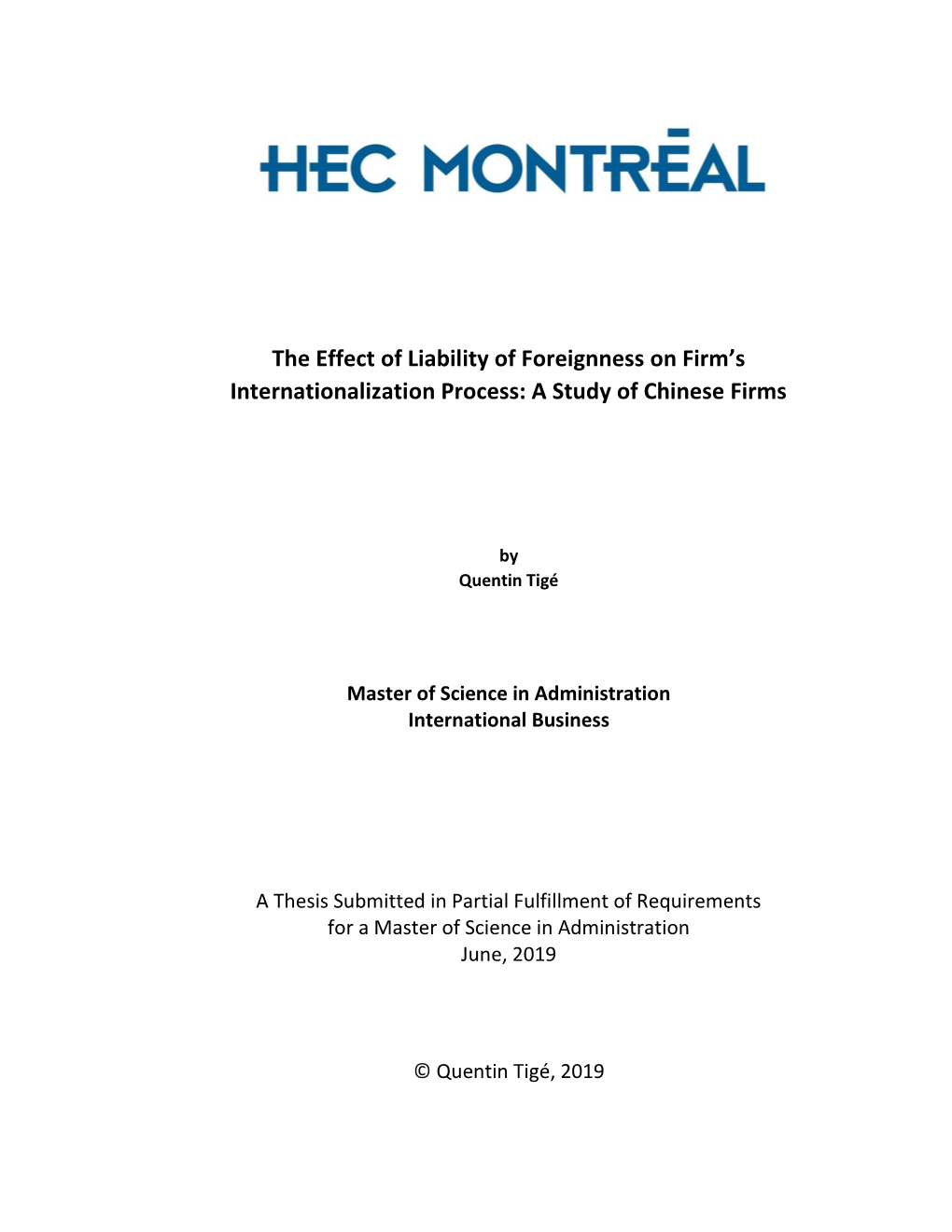 The Effect of Liability of Foreignness on Firm's Internationalization Process