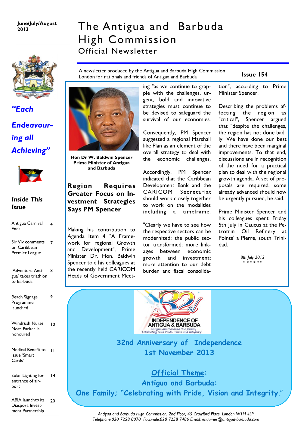 The Antigua and Barbuda High Commission Official Newsletter