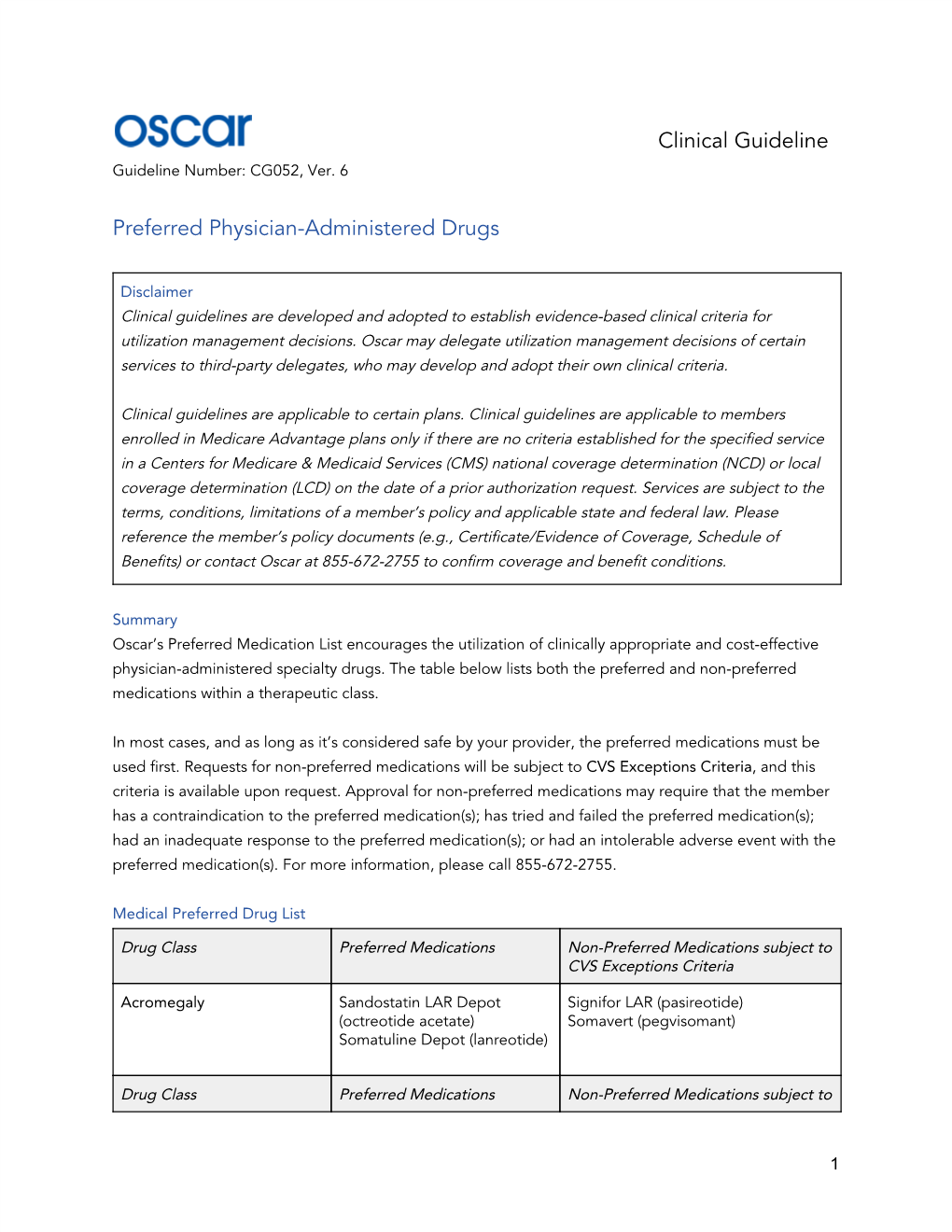 ​Clinical Guideline Preferred Physician-Administered Drugs