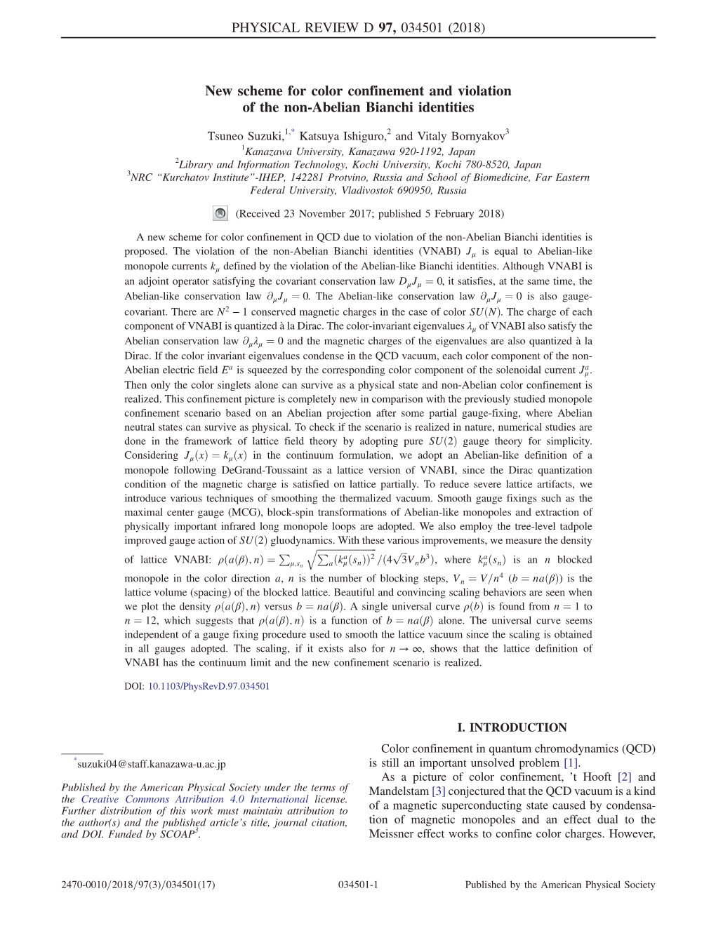 New Scheme for Color Confinement and Violation of the Non-Abelian Bianchi Identities