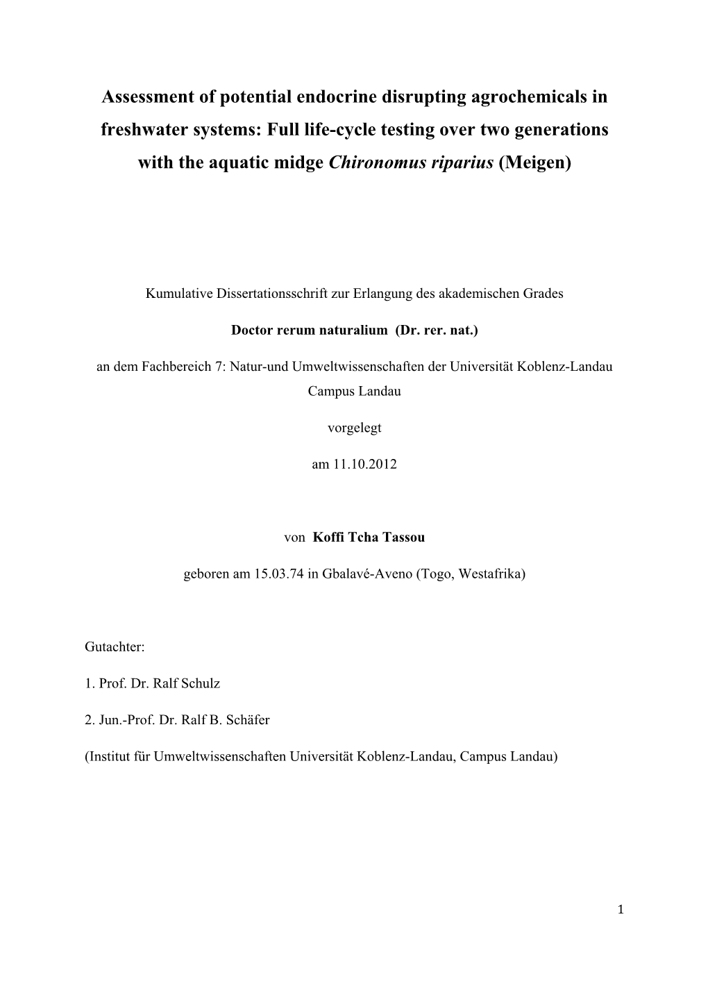 Assessment of Potential Endocrine Disrupting Agrochemicals In