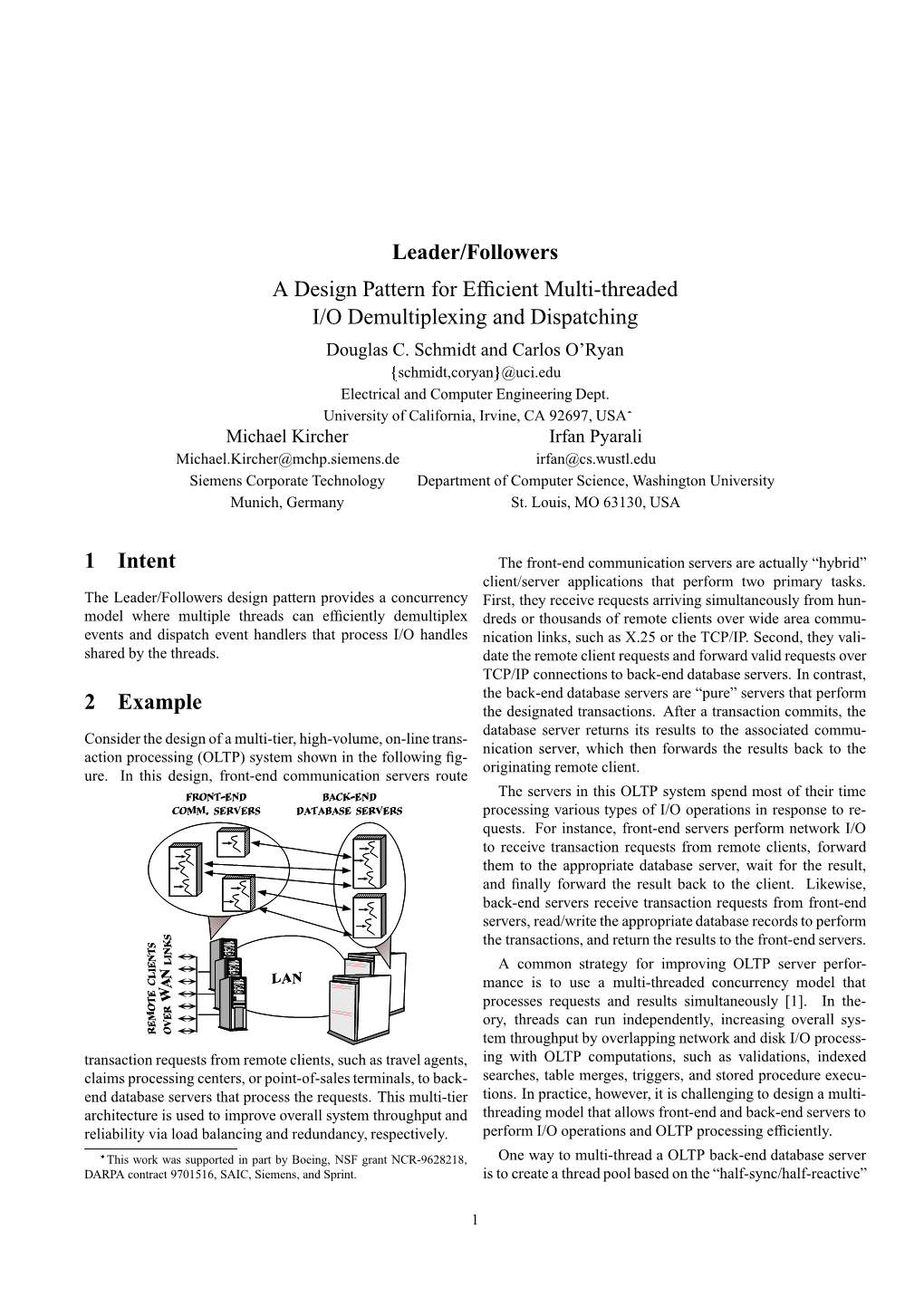 Leader/Followers a Design Pattern for Efficient Multi-Threaded I/O