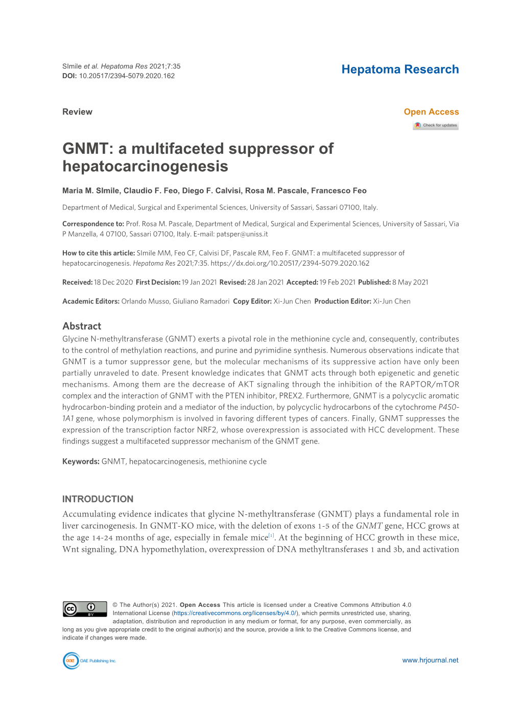 GNMT: a Multifaceted Suppressor of Hepatocarcinogenesis