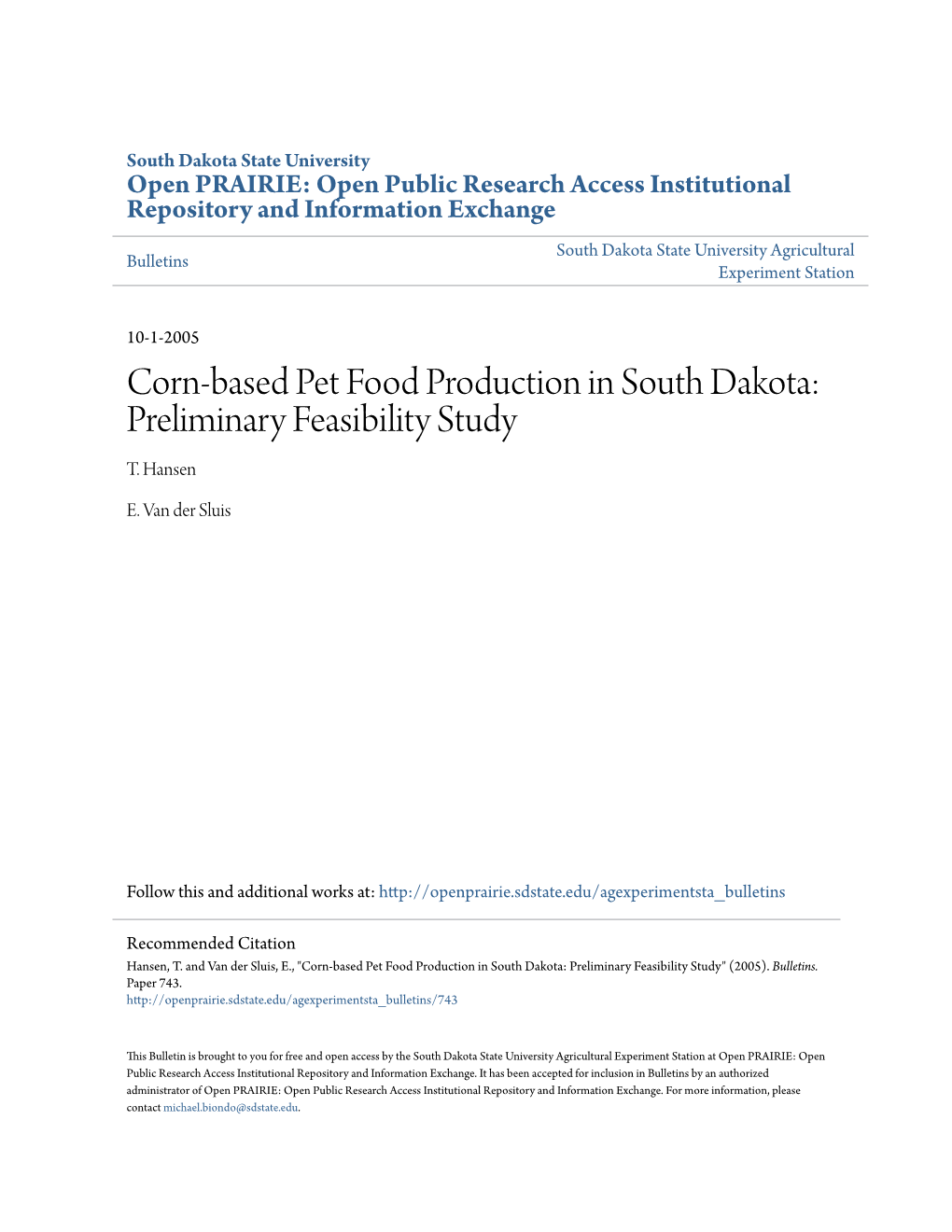 Preliminary Feasibility Study T