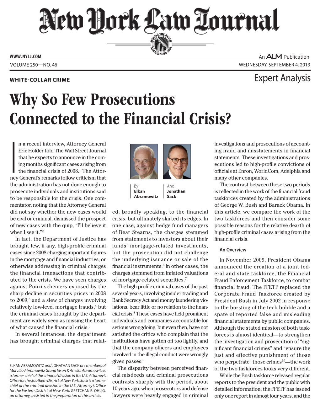 Why So Few Prosecutions Connected to the Financial Crisis?