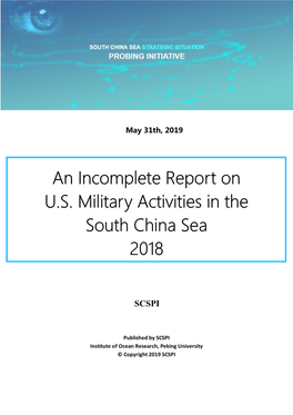 An Incomplete Report on U.S. Military Activities in the South China Sea 2018