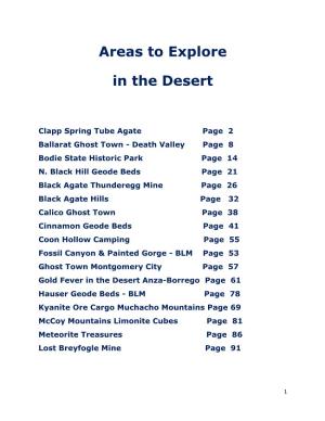 Areas to Explore in the Desert