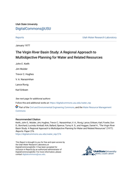 The Virgin River Basin Study: a Regional Approach to Multiobjective Planning for Water and Related Resources