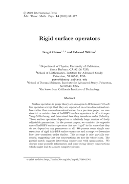 Rigid Surface Operators