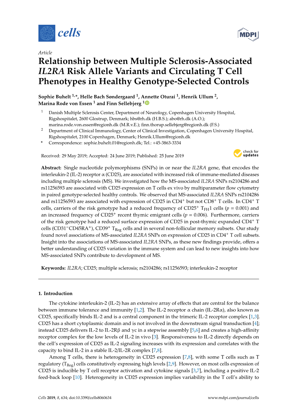 Relationship Between Multiple Sclerosis-Associated IL2RA Risk Allele Variants and Circulating T Cell Phenotypes in Healthy Genotype-Selected Controls