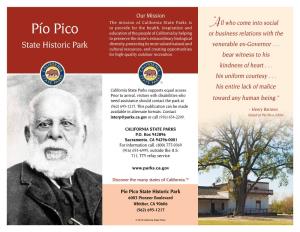 Pío Pico State Historic Park 6003 Pioneer Boulevard Whittier, CA 90606 (562) 695-1217