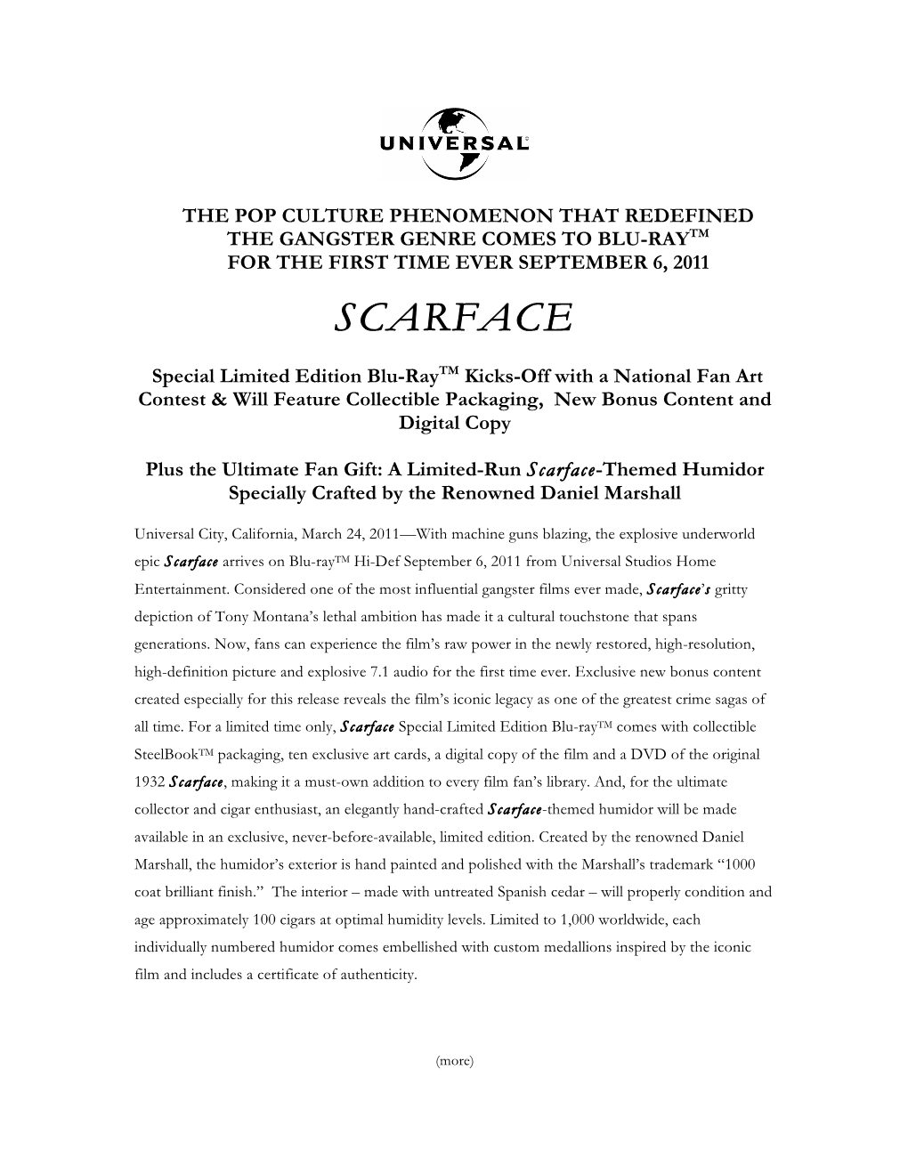 26B Scarface Humidor Press Release Universal