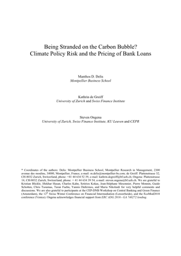 Being Stranded on the Carbon Bubble? Climate Policy Risk and the Pricing of Bank Loans