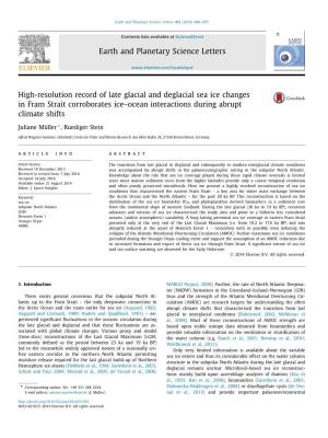 High-Resolution Record of Late Glacial and Deglacial Sea Ice Changes In