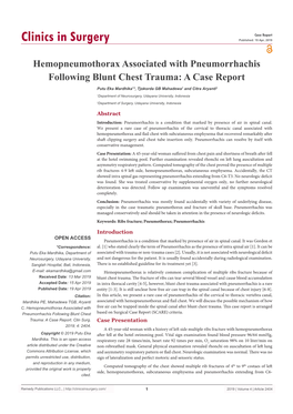 Hemopneumothorax Associated with Pneumorrhachis Following Blunt Chest Trauma: a Case Report
