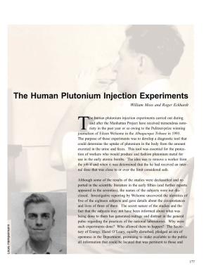 The Human Plutonium Injection Experiments William Moss and Roger Eckhardt