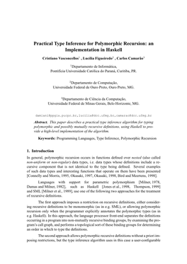 Practical Type Inference for Polymorphic Recursion: an Implementation in Haskell