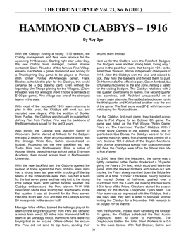 Hammond Clabbys – 1915