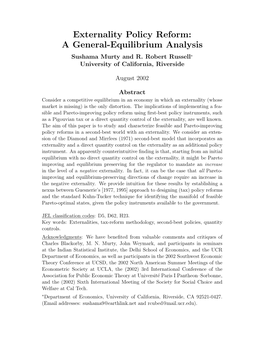 Externality Policy Reform: a General-Equilibrium Analysis Sushama Murty and R