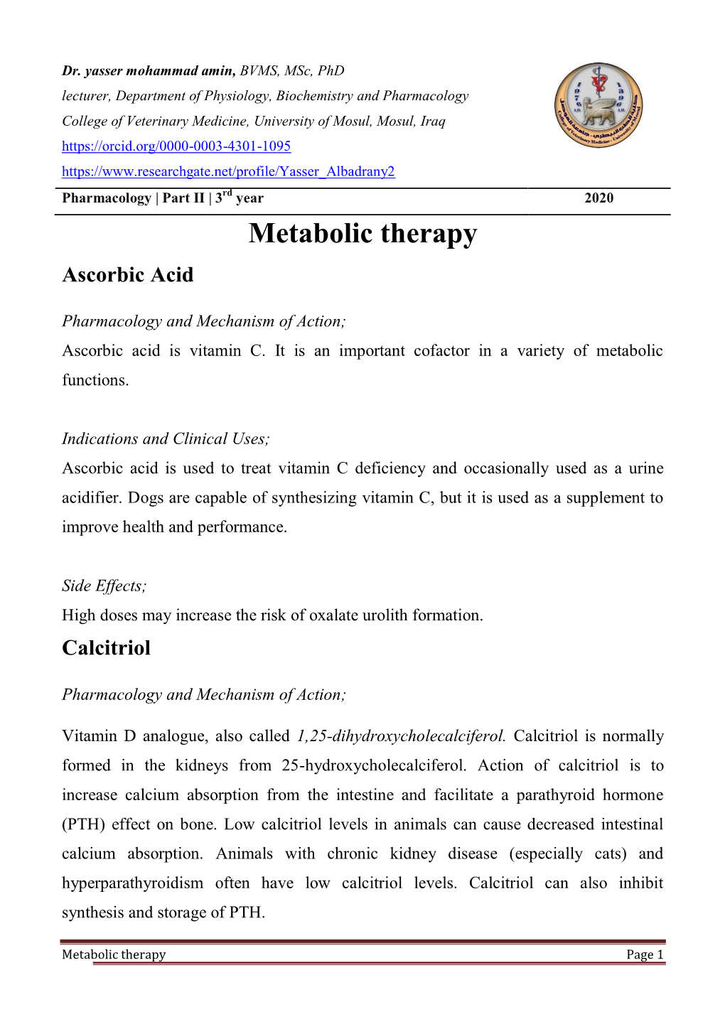 Metabolic Therapy Ascorbic Acid