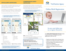 Online Birth Registration on Special Certificate Paper with Unique Security Features