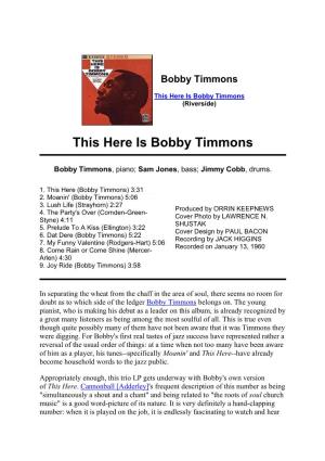 This Here Is Bobby Timmons (Riverside)